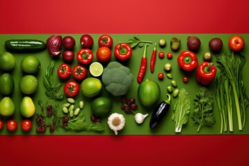 Vibrant Assortment of Green Fruits and Vegetables AI Generated