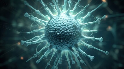 Realistic Illustration of a Virus Inside a Cell AI Generated