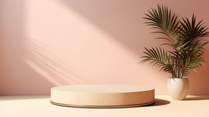 3d render of minimal scene with podium for product presentation. Abstract background. Generative AI