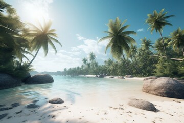 beach with palm trees	