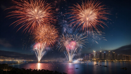 fireworks over the city fireworks over the city fireworks on the river fireworks over the river
