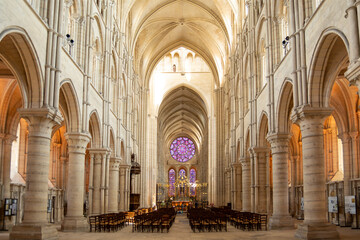 Laon cathedral, Notre-Dame, Aisne, Hauts-de-France, France - obrazy, fototapety, plakaty