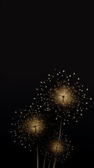 Gold and Black New Year's Card with Fireworks Generative AI