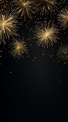 Fototapeta na wymiar Gold and Black New Year's Card with Fireworks Generative AI