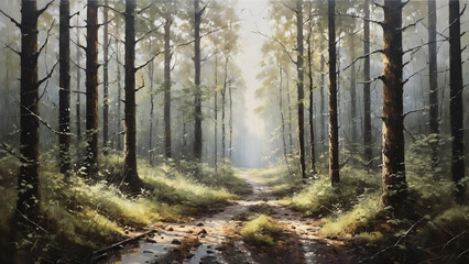 Fototapeta premium watercolor ,oil painting , vintage art , abstract art background , oil on canvas , landscape , picture for printing on the wall