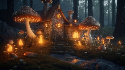 fairy tale castle in forest - obrazy, fototapety, plakaty