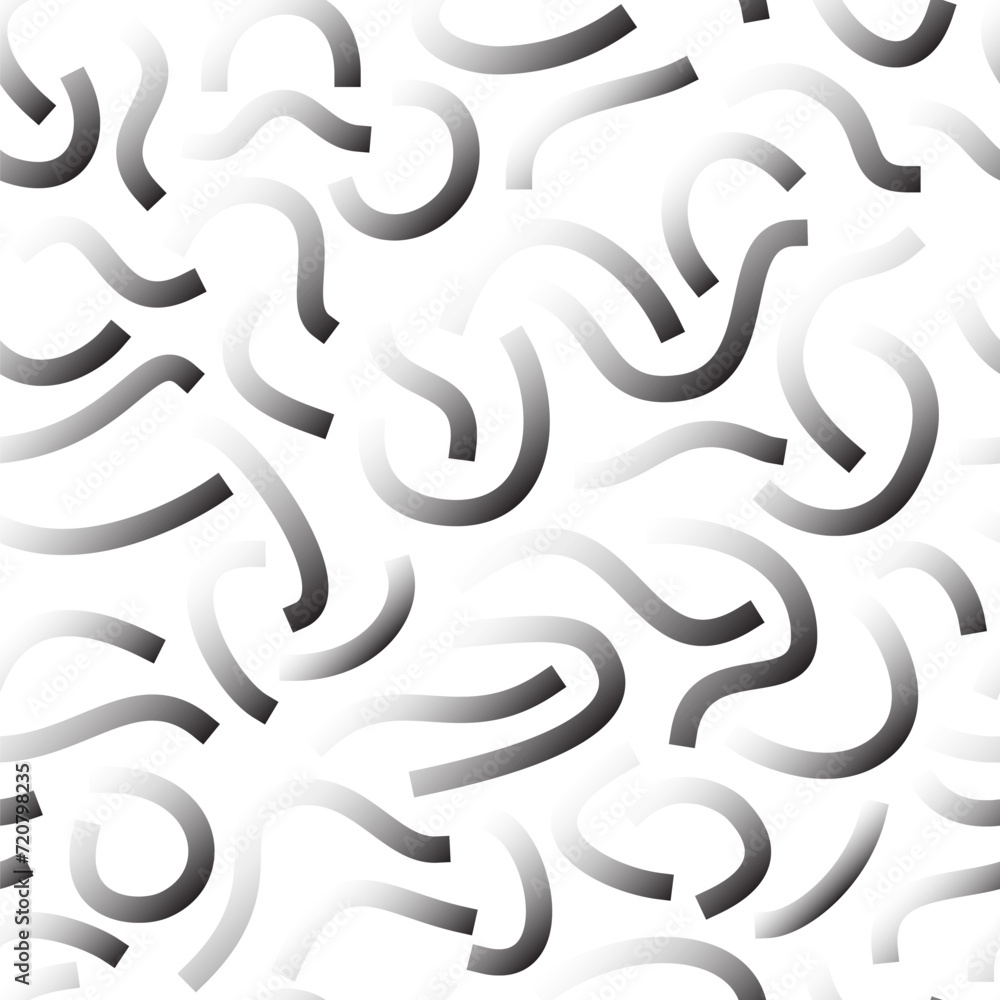 Poster black and white gradient curved lines isolated on white background. transparent bold squiggles.