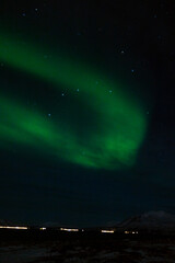 Northern lights night in Tromso in Norway ona cold night in winter 