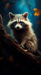 Close-Up of a Raccoon. Isolated on a black background. Generative AI.