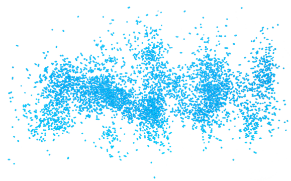 Blue decorative chocolate sprinkles, granules for cakes and pastries isolated on white background and texture
