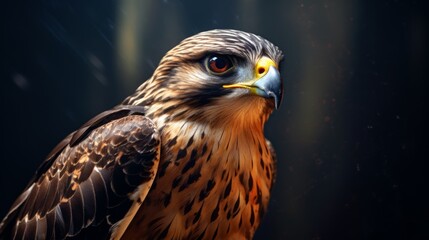 Close-Up of Falcon on Dark Background. Generative AI.