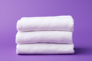 Soft Folded White Towels on Violet Background AI Generated