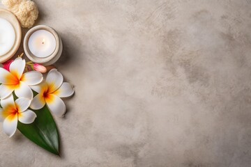 Healthy and Wellness Spa Setting with Flowers on Stone Background AI Generated