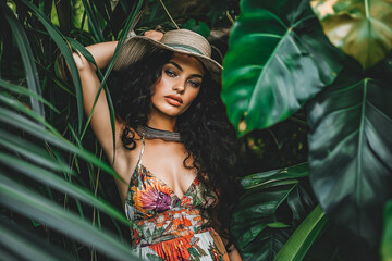 Woman wearing Sustainable Fashion Trends. Her clothes for the photo shoot were chosen by a renowned fashion designer who follows global trends.