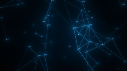 Abstract technology background from animated lines and dots. Geometrical backdrop