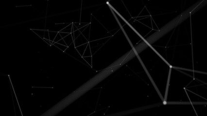 Abstract technology background from animated lines and dots. Geometrical backdrop