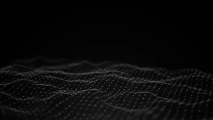 Printed kitchen splashbacks Fractal waves Abstract flowing smooth surface fractal waves background. Grid, mesh of dots.