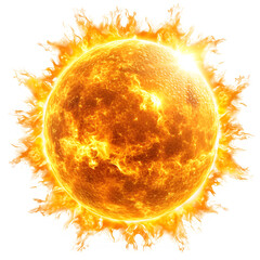 round sun isolated on transparent background ,generative ai