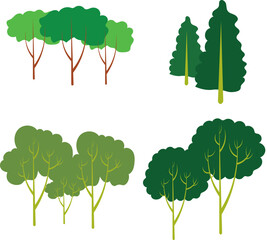 Obraz premium Collection of green tree vector icons