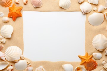 Summer Time Concept with Blank Greeting Card and White Paper on Colored Background AI Generated