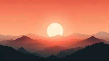 Foto op Plexiglas Serene Sunset in the Majestic Mountains AI Generated © Alex