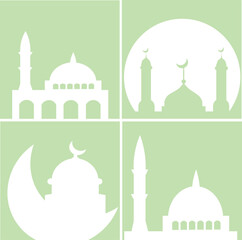 Islamic mosque silhouette set