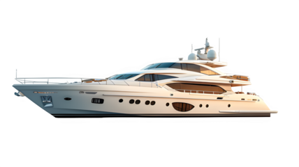 luxury yacht isolated on transparent background ,luxury private ship png ,generative ai