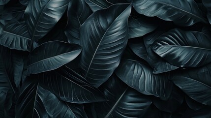 Black abstract leaf textures tropical leaves background. generative ai