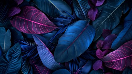 Vibrant colored abstract leaf textures, tropical leaves background. generative ai - obrazy, fototapety, plakaty