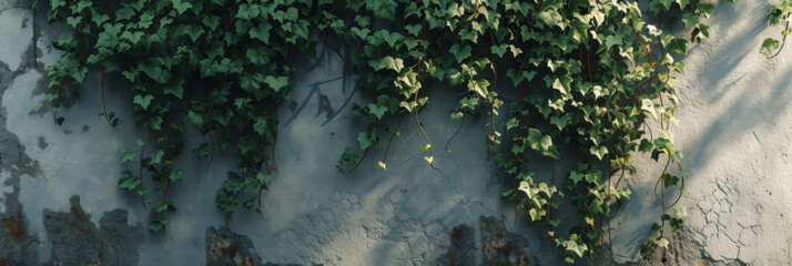 ivy on concrete wall, generative AI