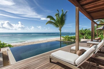 Obraz premium Luxurious beachfront cabanas with private infinity pools