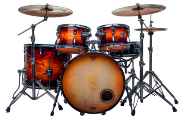 drum kit isolated on transparent background ,drum set png ,generative ai