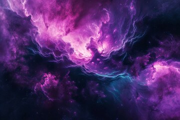 Obraz na płótnie Canvas An otherworldly landscape of swirling violet and magenta hues, this purple and blue nebula beckons us to explore the vastness of the universe and its breathtaking beauty