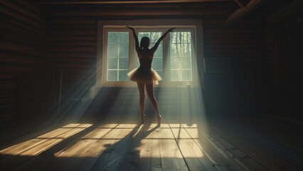 Grace in Shadows: An 18-Year-Old Ballerina’s Practice in a Wooden House