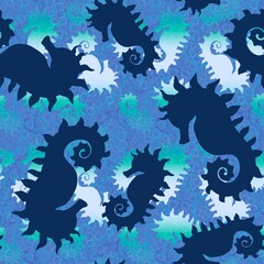 Summer animals seamless seahorse pattern for fabrics and wrapping paper and kids print and swimsuit textiles