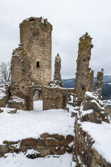 Burgruine Waxenberg im Winter