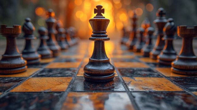 Chess pieces on a chess board, business concept