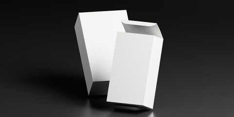 Open and Close cardboard package boxes mockup on black background. Stylish angle mockup. mockup template for presenting your design ideas effectively