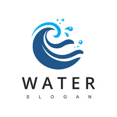 Water with Bubbles for Soap Wash Laundry Logo or Sea Ocean Rolling Waves for Beach Vacation or Surf Logo Design