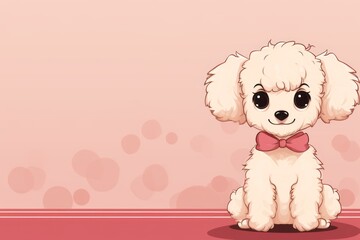 Cute Cartoon Banner with Poodle Dog AI Generated
