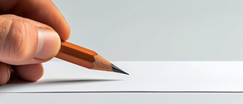 The image captures a close - up view of a hand holding a pencil