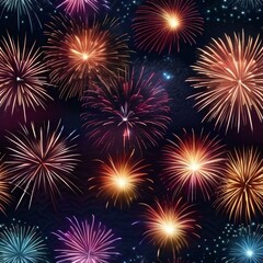 Fototapeta premium Colorful fireworks lighting up the night sky in celebration Festive and joyous illustration for New Years or Independence Day2
