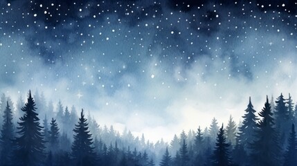 Fototapeta na wymiar Winter forest with snowflakes. Christmas background. illustration. Generative AI