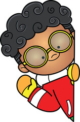 Winter peeking boy clip art