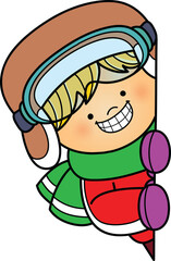 Winter peeking boy clip art