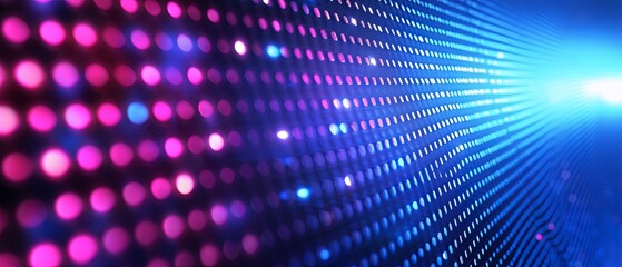 Obraz premium Blue and purple lights on a led screen, in the style of textured shading, woven/ perforated