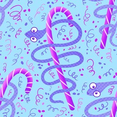 Christmas animals seamless snake and mint candy pattern for wrapping paper and new 2025 year packaging