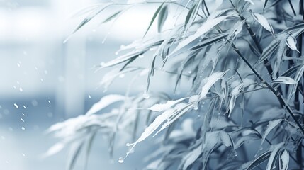 Snow-covered Bamboo Stalks Standing Tall AI Generated