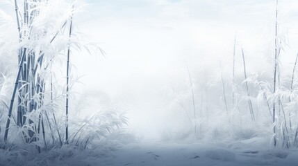 Blustery Bamboo: An Expansive Grove Covered in Ice AI Generated