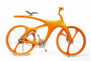 Bicycle with futuristic design, orange color, transportation concept, sport, generative ai